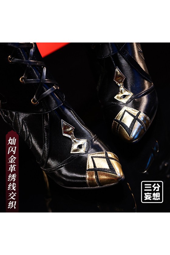 1/3 Delusion Genshin Impact Fatui Harbinger The Knave Arlecchino High Heels Black Cosplay Shoes
